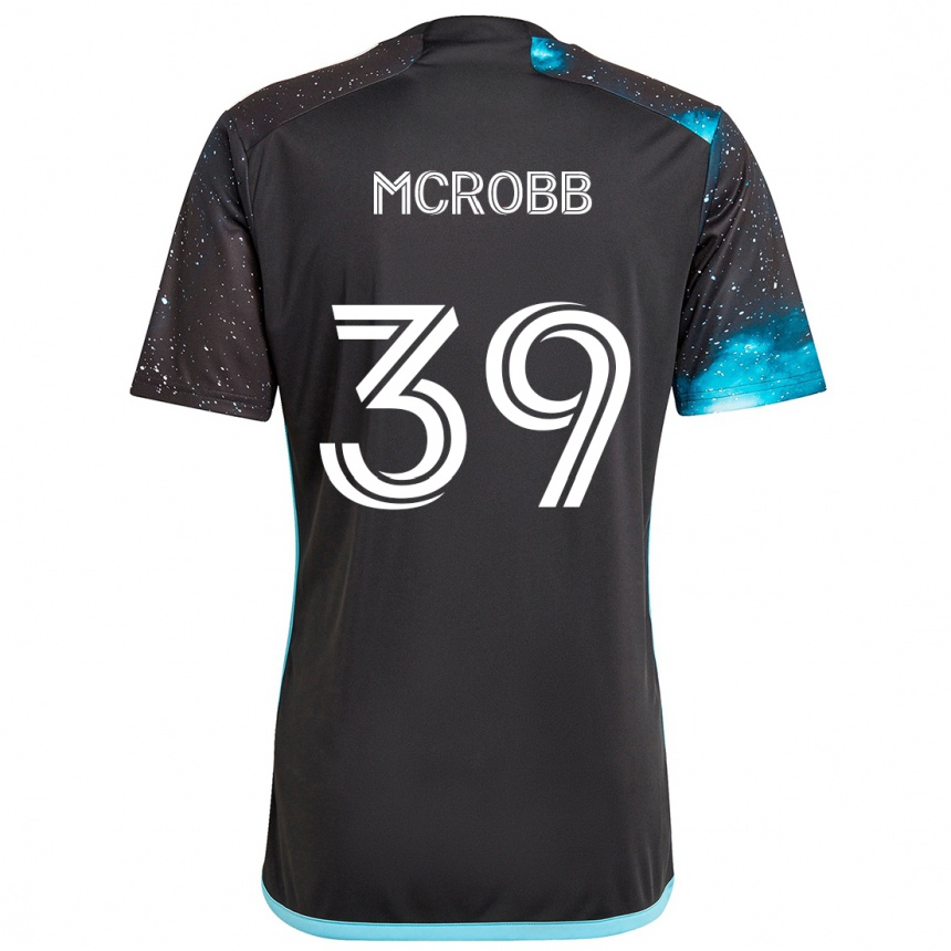 Kids Football Finn Mcrobb #39 Black Blue Home Jersey 2024/25 T-Shirt