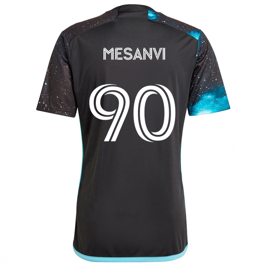 Kids Football Loïc Mesanvi #90 Black Blue Home Jersey 2024/25 T-Shirt