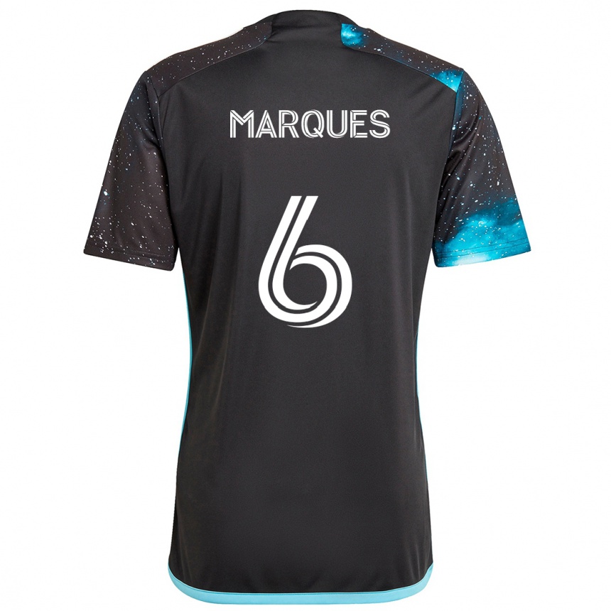 Kids Football Mikael Marqués #6 Black Blue Home Jersey 2024/25 T-Shirt