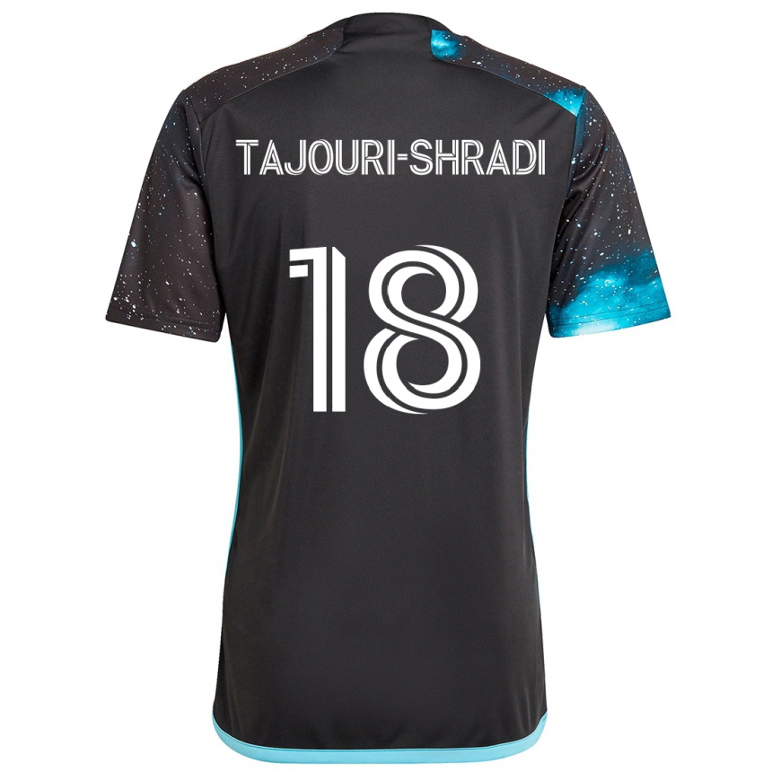 Kids Football Ismael Tajouri-Shradi #18 Black Blue Home Jersey 2024/25 T-Shirt