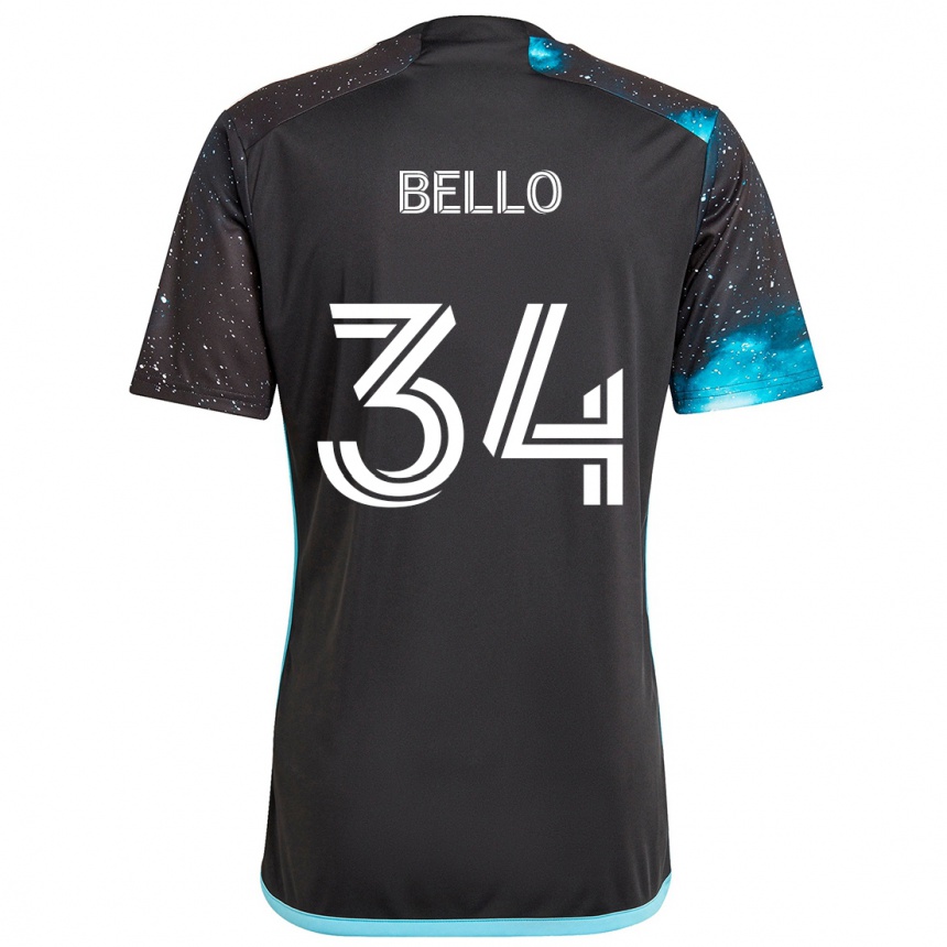 Kids Football Zaydan Bello #34 Black Blue Home Jersey 2024/25 T-Shirt