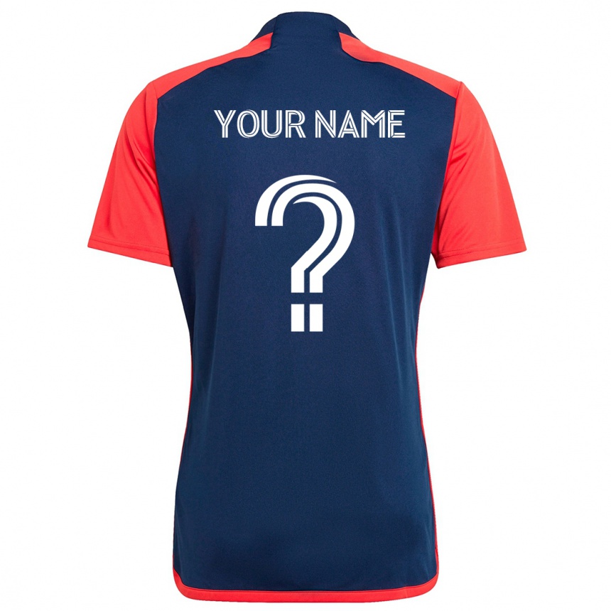 Kids Football Your Name #0 Blue Red Home Jersey 2024/25 T-Shirt