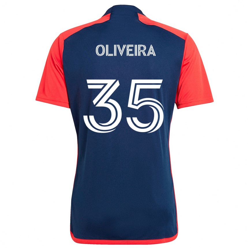 Kids Football Cristiano Oliveira #35 Blue Red Home Jersey 2024/25 T-Shirt