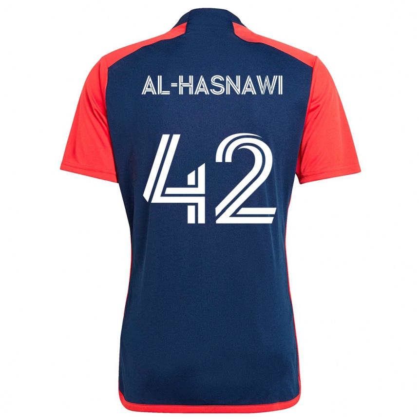 Kids Football Moshtaba Al-Hasnawi #42 Blue Red Home Jersey 2024/25 T-Shirt