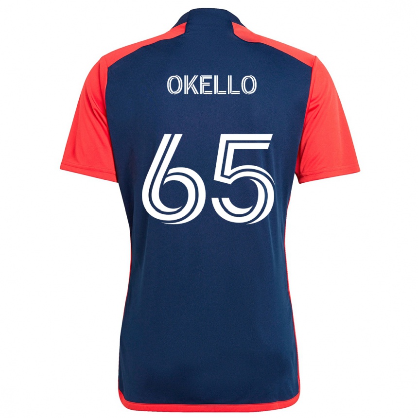 Kids Football Noble Okello #65 Blue Red Home Jersey 2024/25 T-Shirt