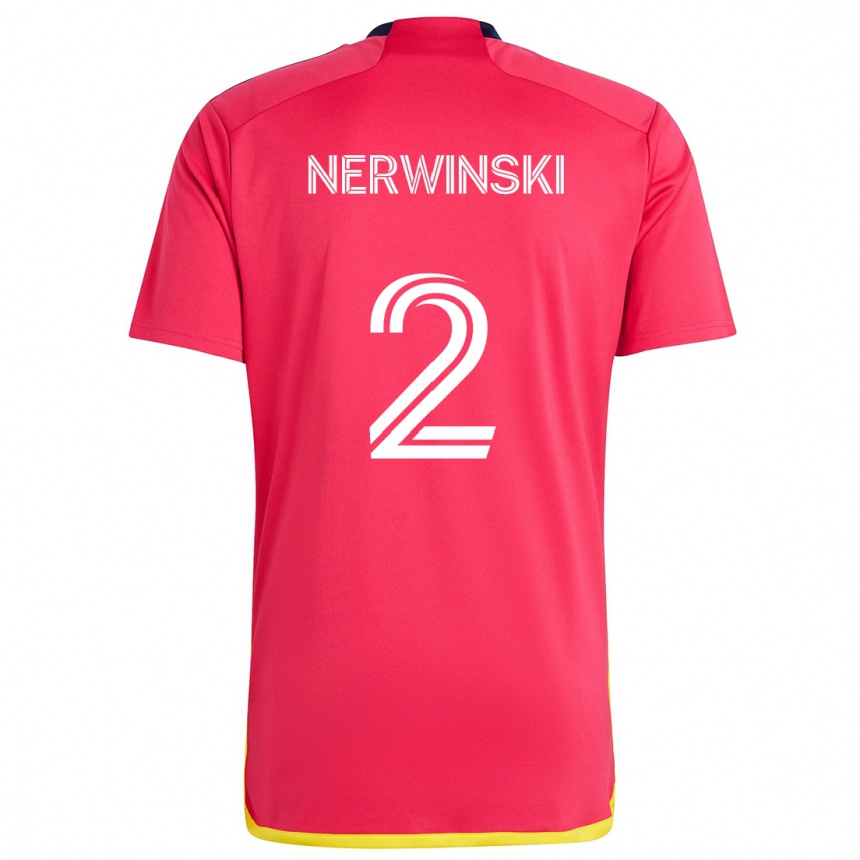 Kids Football Jake Nerwinski #2 Red Blue Home Jersey 2024/25 T-Shirt