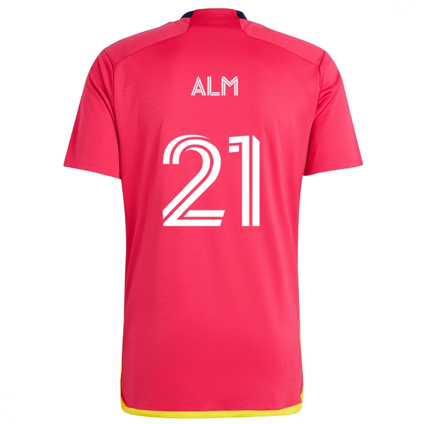 Kids Football Rasmus Alm #21 Red Blue Home Jersey 2024/25 T-Shirt