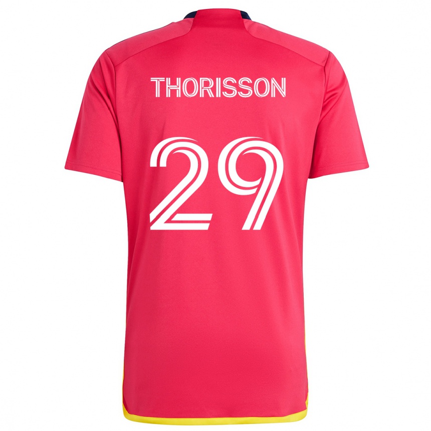 Kids Football Nökkvi Thórisson #29 Red Blue Home Jersey 2024/25 T-Shirt