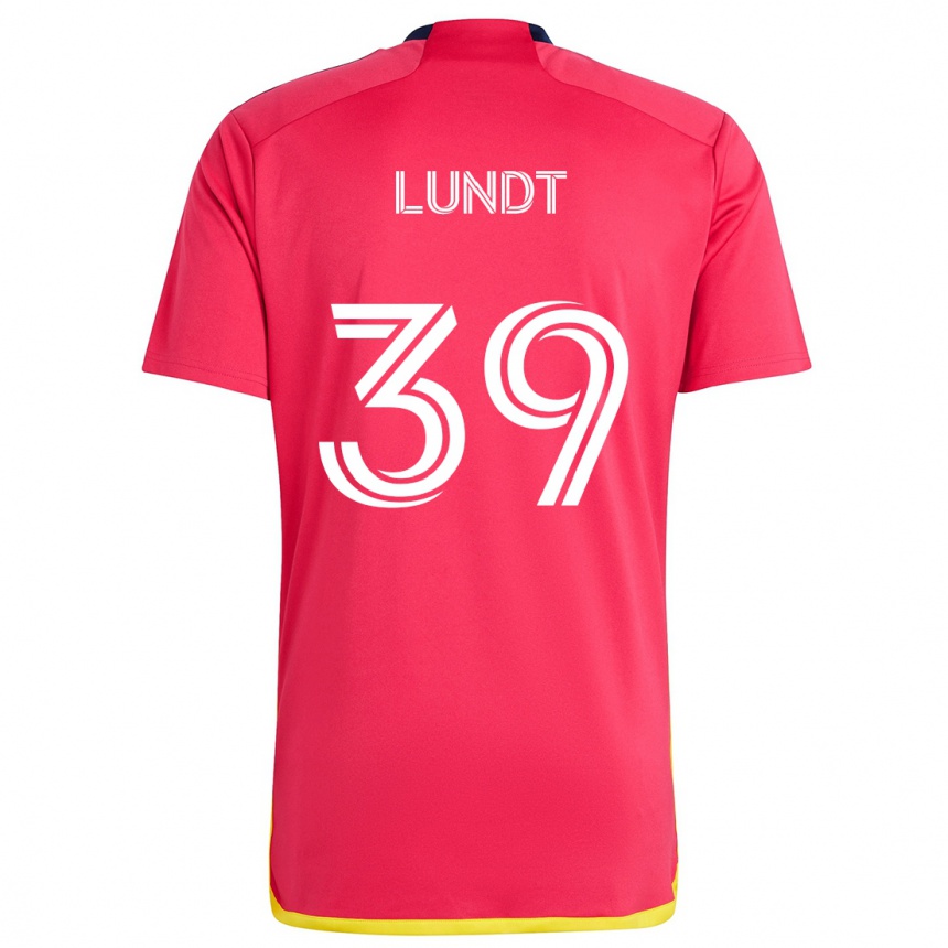 Kids Football Ben Lundt #39 Red Blue Home Jersey 2024/25 T-Shirt