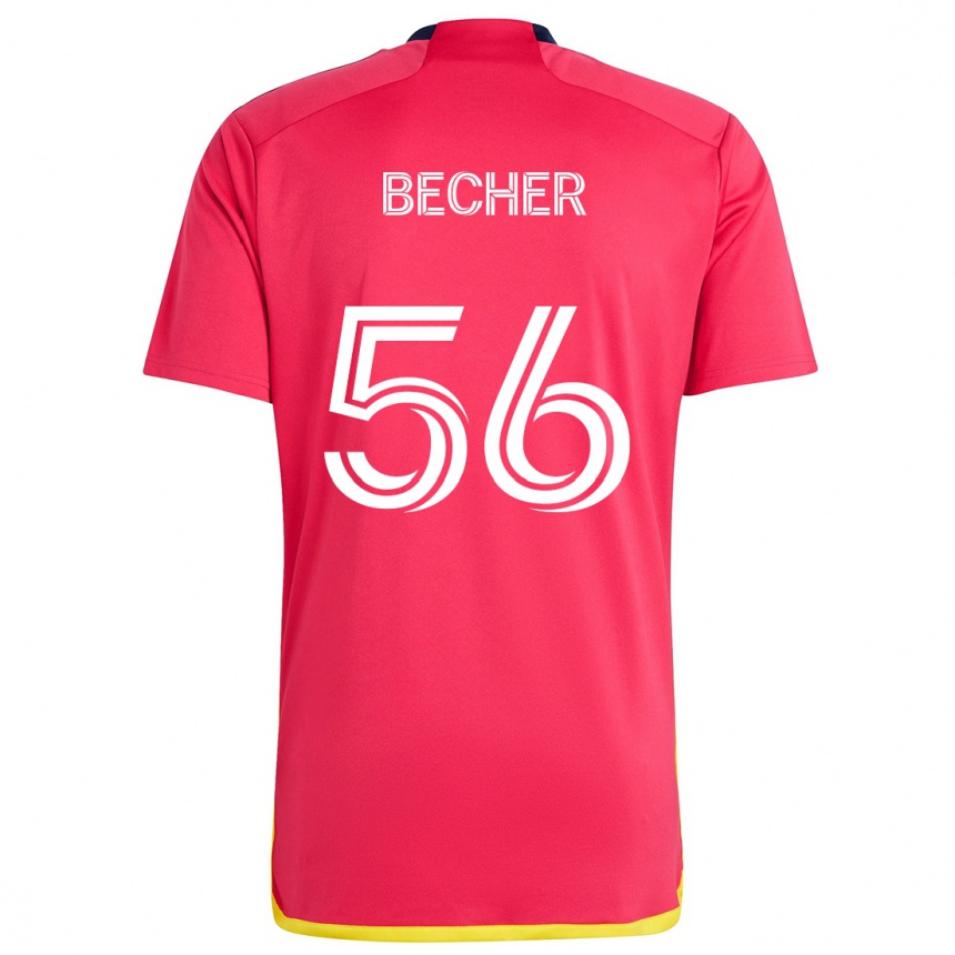 Kids Football Ryan Becher #56 Red Blue Home Jersey 2024/25 T-Shirt