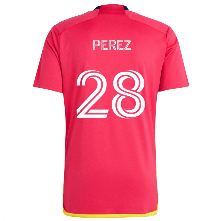 Kids Football Miguel Perez #28 Red Blue Home Jersey 2024/25 T-Shirt