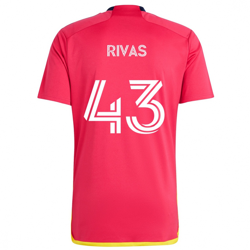 Kids Football Sergio Rivas #43 Red Blue Home Jersey 2024/25 T-Shirt