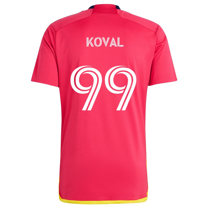 Kids Football Stanislav Koval #99 Red Blue Home Jersey 2024/25 T-Shirt