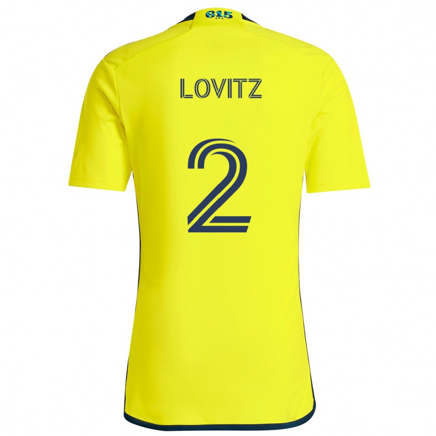 Kids Football Daniel Lovitz #2 Yellow Blue Home Jersey 2024/25 T-Shirt