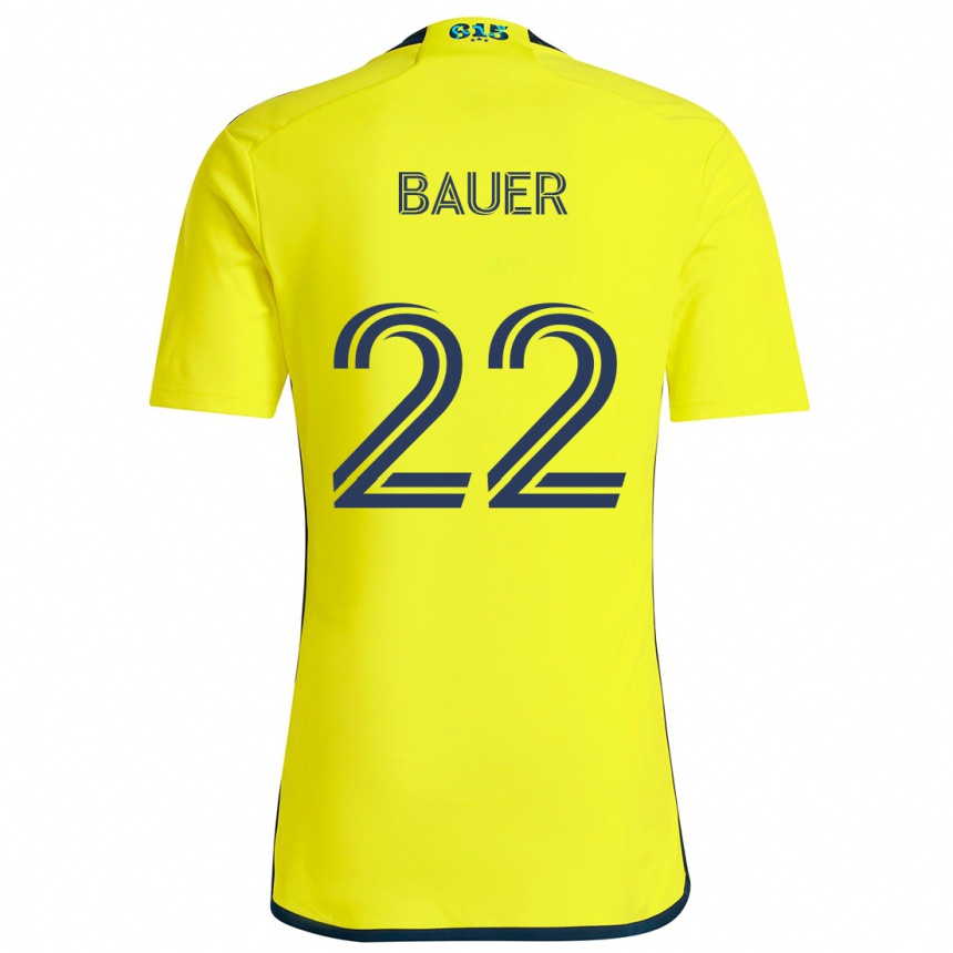 Kids Football Josh Bauer #22 Yellow Blue Home Jersey 2024/25 T-Shirt