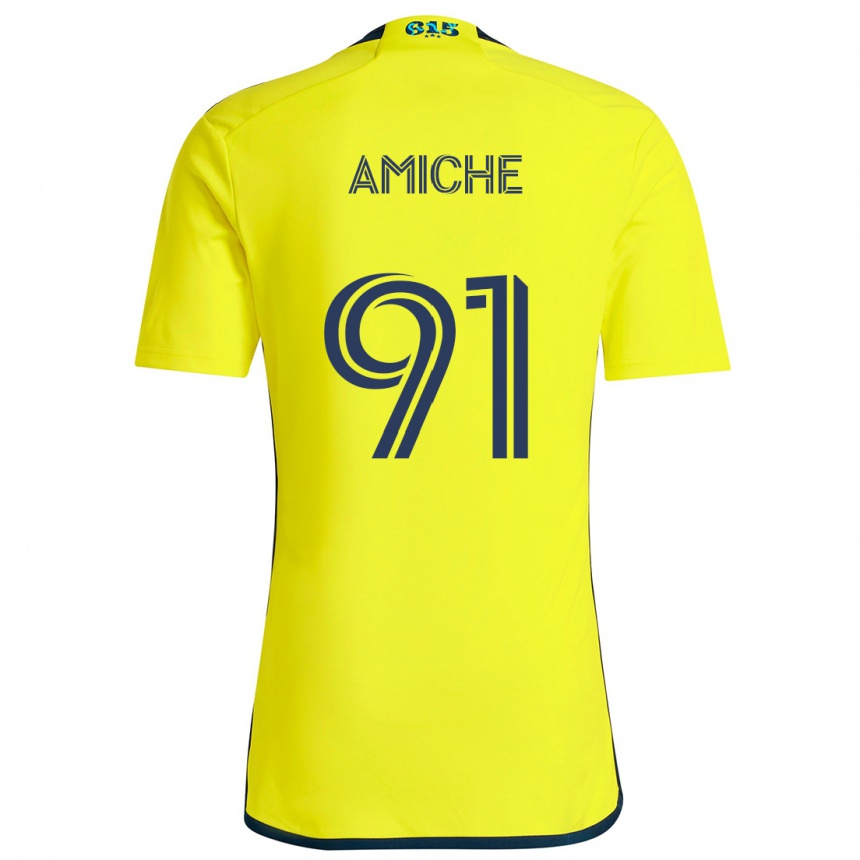 Kids Football Kemy Amiche #91 Yellow Blue Home Jersey 2024/25 T-Shirt