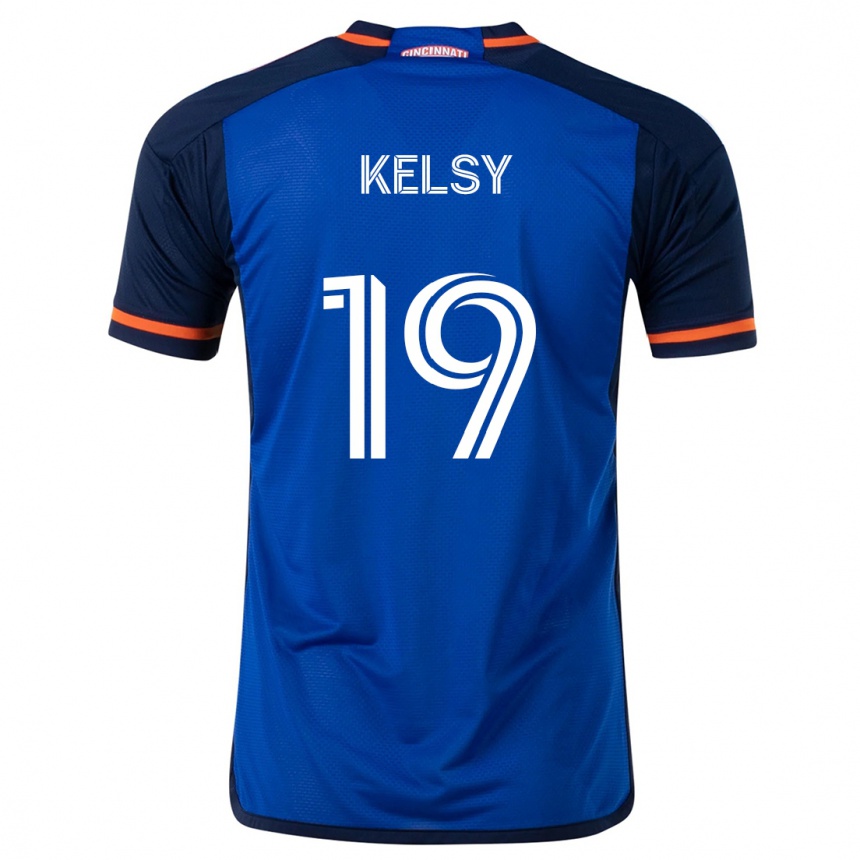 Kids Football Kevin Kelsy #19 Blue White Home Jersey 2024/25 T-Shirt