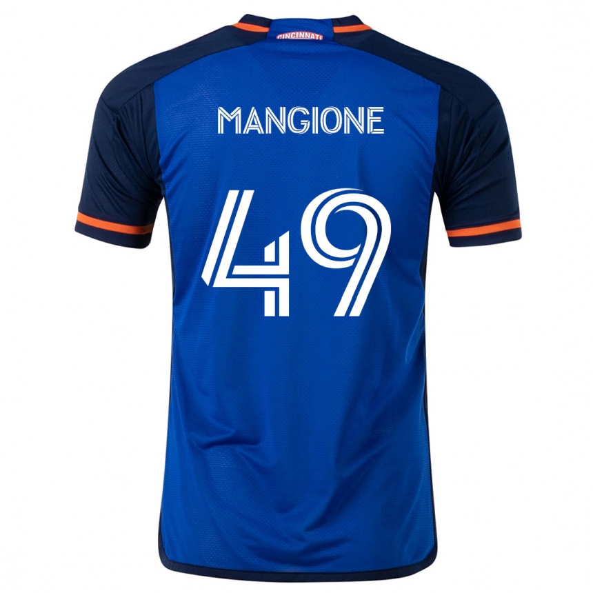 Kids Football Peter Mangione #49 Blue White Home Jersey 2024/25 T-Shirt