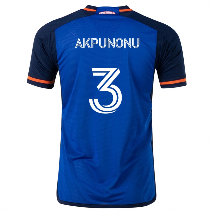 Kids Football Joey Akpunonu #3 Blue White Home Jersey 2024/25 T-Shirt