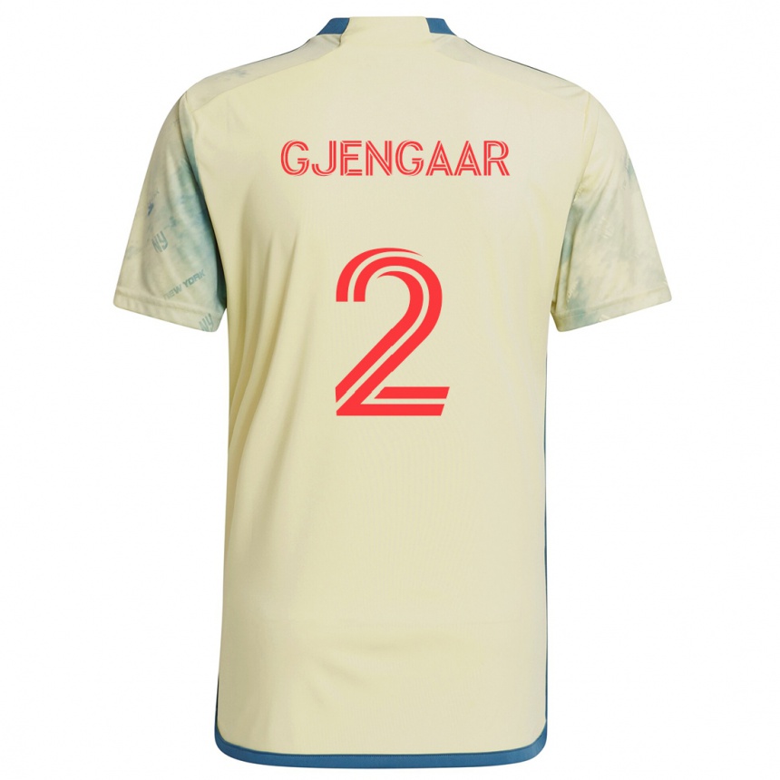 Kids Football Dennis Gjengaar #2 Yellow Red Blue Home Jersey 2024/25 T-Shirt