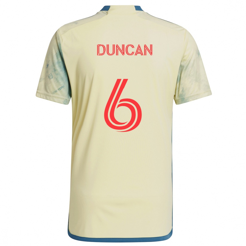 Kids Football Kyle Duncan #6 Yellow Red Blue Home Jersey 2024/25 T-Shirt