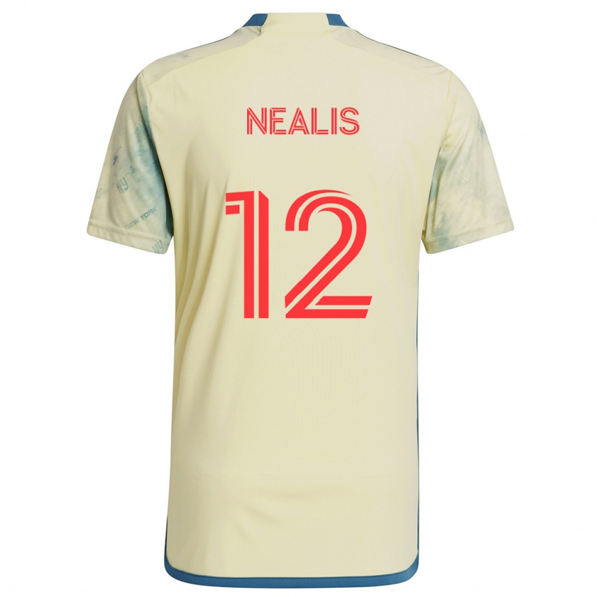 Kids Football Dylan Nealis #12 Yellow Red Blue Home Jersey 2024/25 T-Shirt