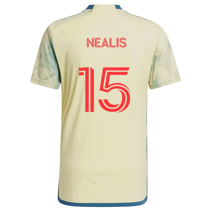 Kids Football Sean Nealis #15 Yellow Red Blue Home Jersey 2024/25 T-Shirt