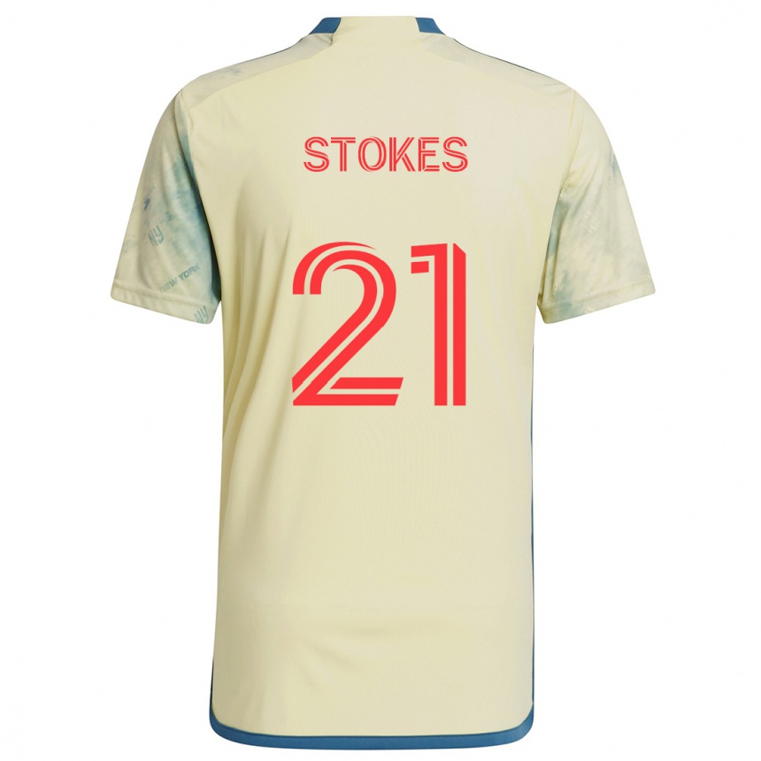 Kids Football Aidan Stokes #21 Yellow Red Blue Home Jersey 2024/25 T-Shirt