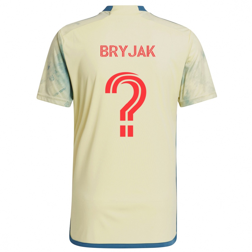 Kids Football Jeffrey Bryjak #0 Yellow Red Blue Home Jersey 2024/25 T-Shirt