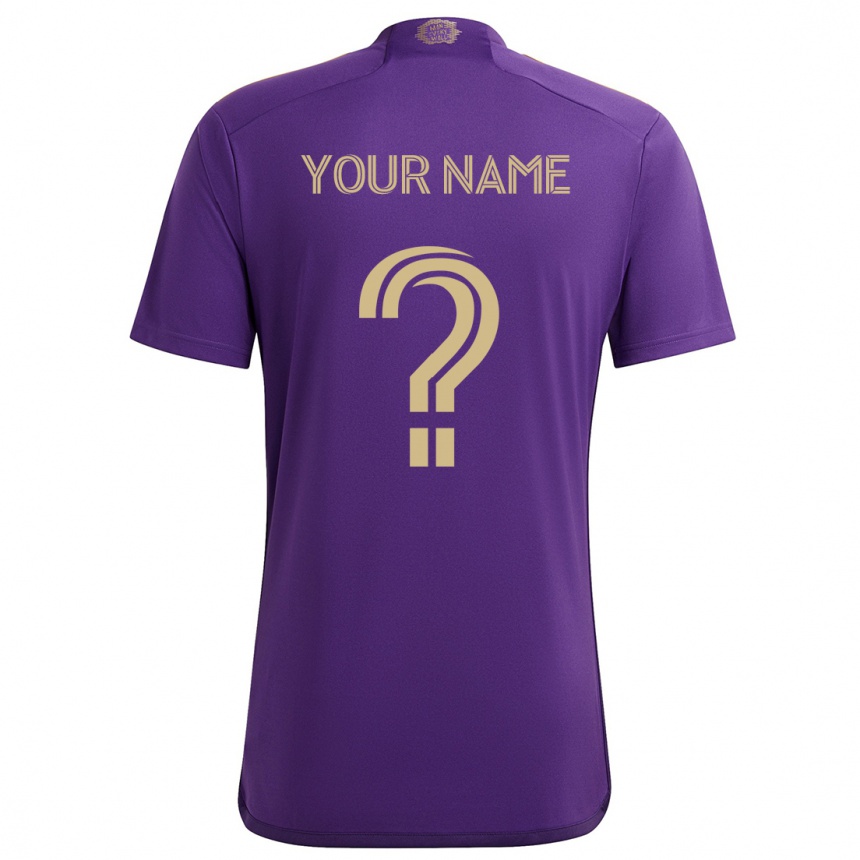 Kids Football Your Name #0 Purple Yellow Home Jersey 2024/25 T-Shirt