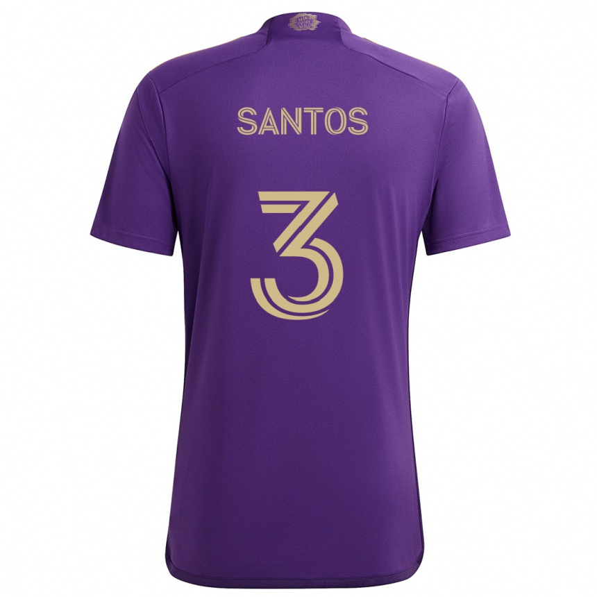 Kids Football Rafael Santos #3 Purple Yellow Home Jersey 2024/25 T-Shirt