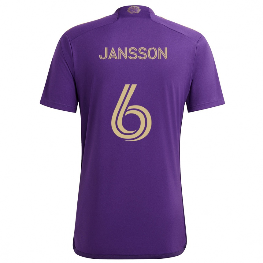 Kids Football Robin Jansson #6 Purple Yellow Home Jersey 2024/25 T-Shirt