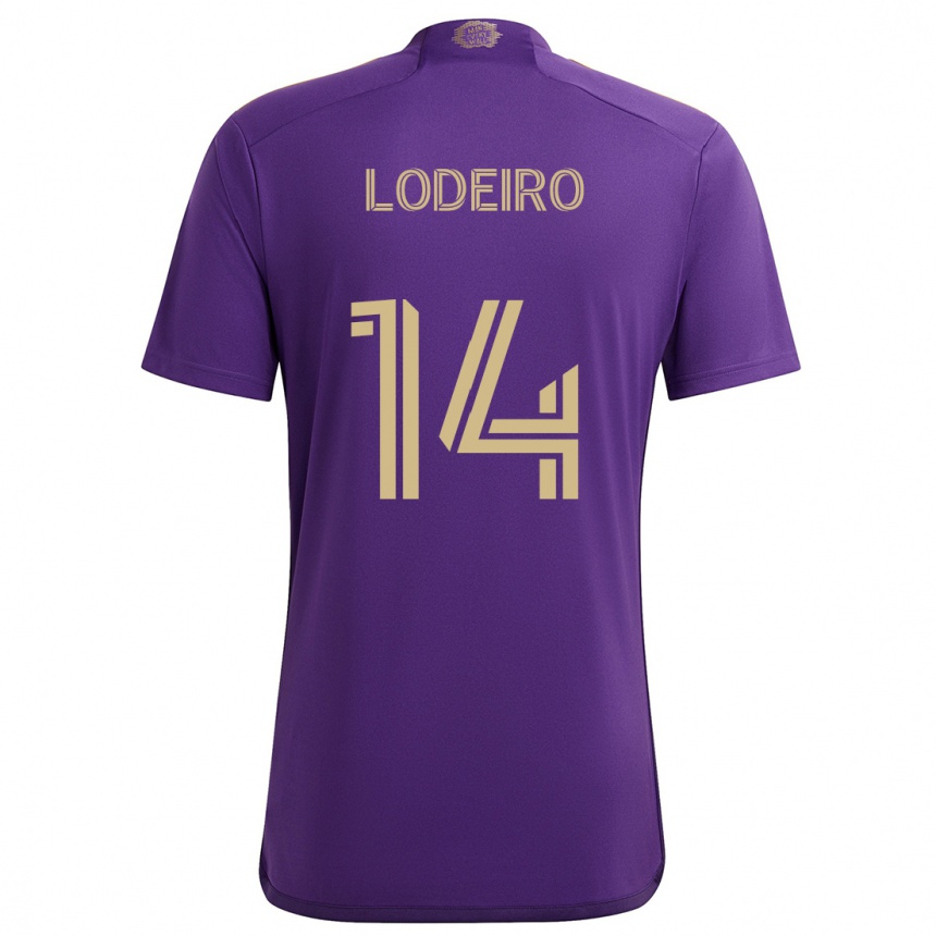 Kids Football Nicolás Lodeiro #14 Purple Yellow Home Jersey 2024/25 T-Shirt