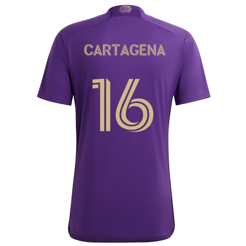 Kids Football Wilder Cartagena #16 Purple Yellow Home Jersey 2024/25 T-Shirt