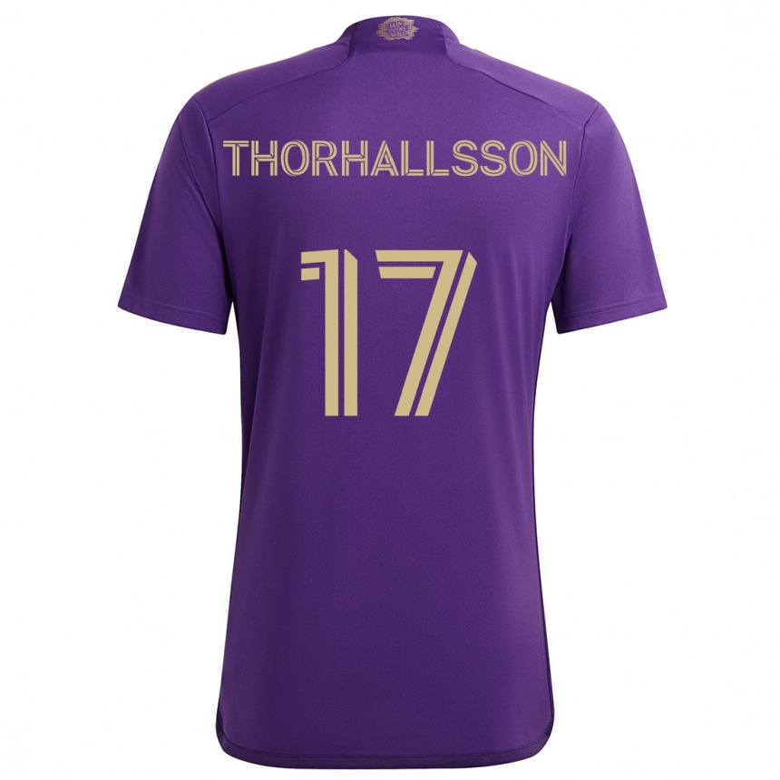 Kids Football Dagur Dan Thórhallsson #17 Purple Yellow Home Jersey 2024/25 T-Shirt