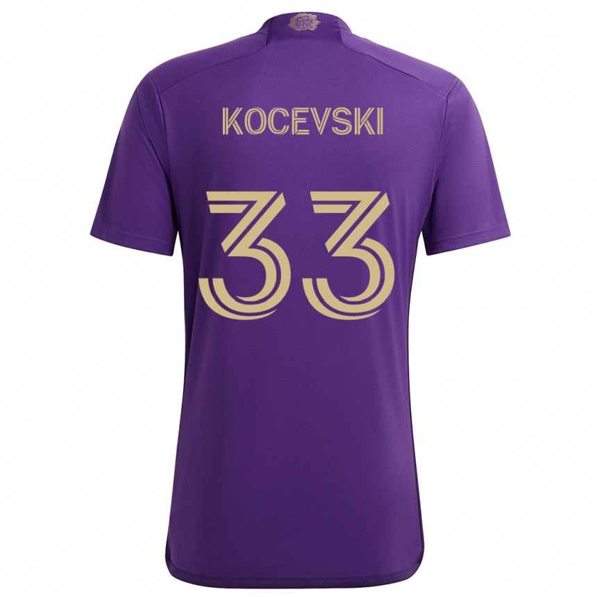 Kids Football Jeorgio Kocevski #33 Purple Yellow Home Jersey 2024/25 T-Shirt