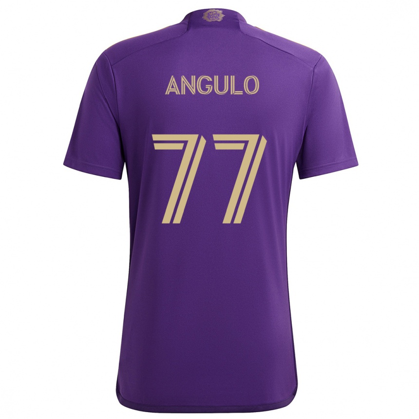 Kids Football Iván Angulo #77 Purple Yellow Home Jersey 2024/25 T-Shirt