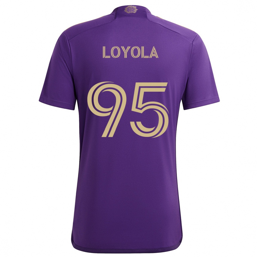 Kids Football Favian Loyola #95 Purple Yellow Home Jersey 2024/25 T-Shirt