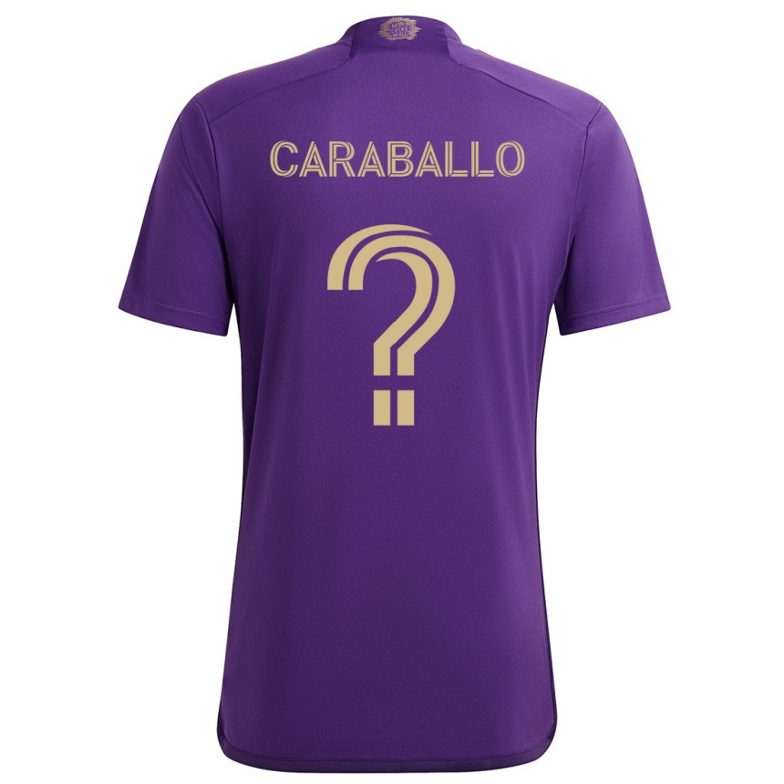 Kids Football Gustavo Caraballo #0 Purple Yellow Home Jersey 2024/25 T-Shirt