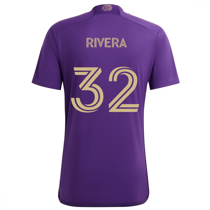 Kids Football Wilfredo Rivera #32 Purple Yellow Home Jersey 2024/25 T-Shirt