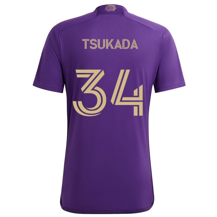 Kids Football Yutaro Tsukada #34 Purple Yellow Home Jersey 2024/25 T-Shirt