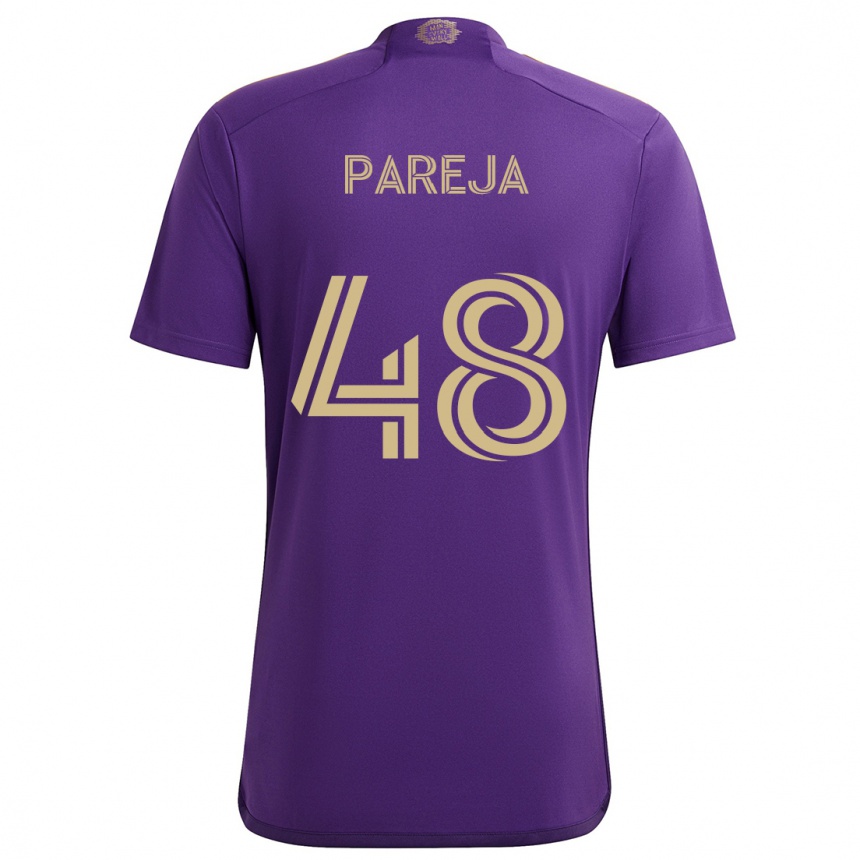 Kids Football Diego Pareja #48 Purple Yellow Home Jersey 2024/25 T-Shirt