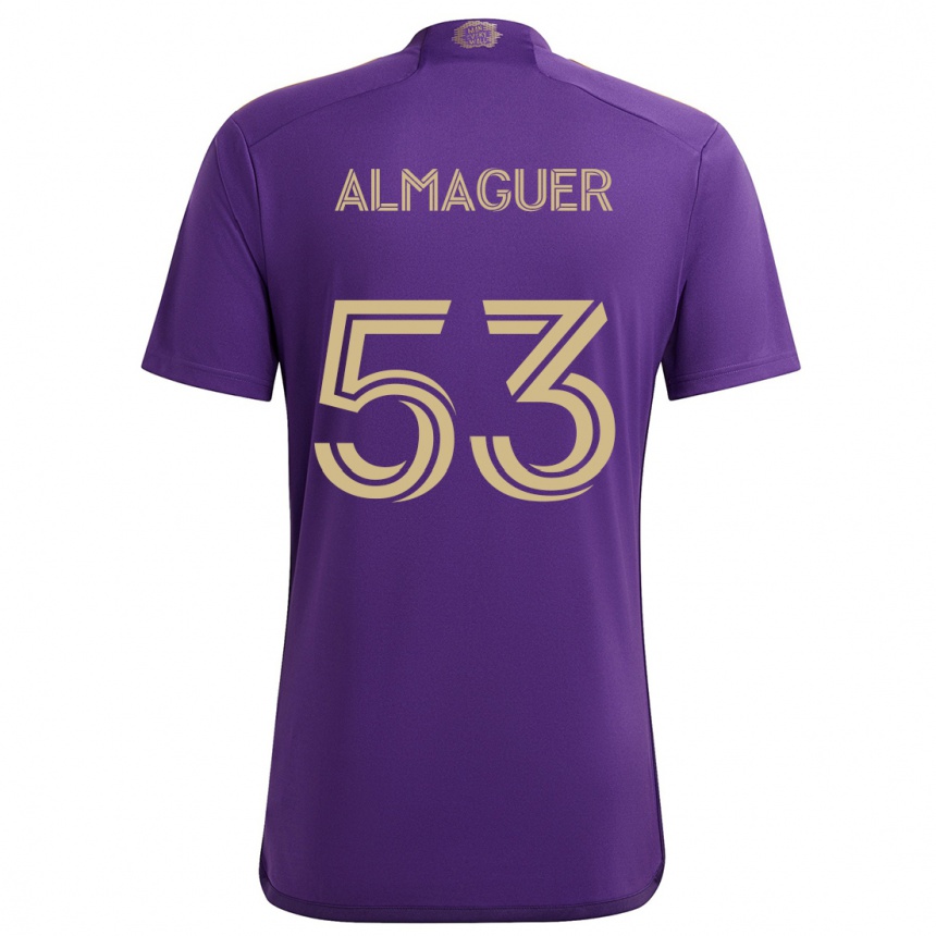 Kids Football Jorge Almaguer #53 Purple Yellow Home Jersey 2024/25 T-Shirt