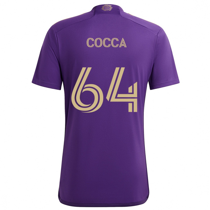 Kids Football Manuel Cocca #64 Purple Yellow Home Jersey 2024/25 T-Shirt