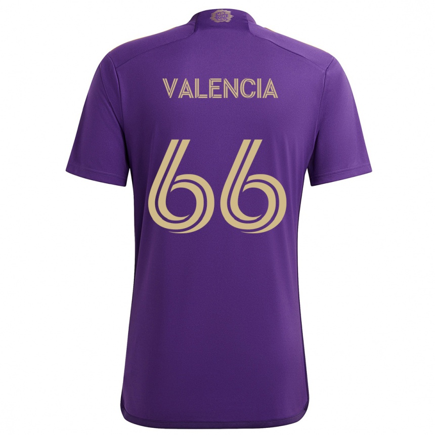 Kids Football Yeiler Valencia #66 Purple Yellow Home Jersey 2024/25 T-Shirt