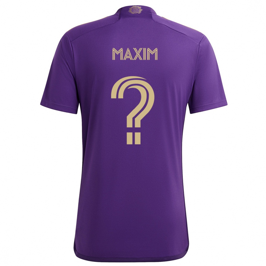 Kids Football Luca Maxim #0 Purple Yellow Home Jersey 2024/25 T-Shirt