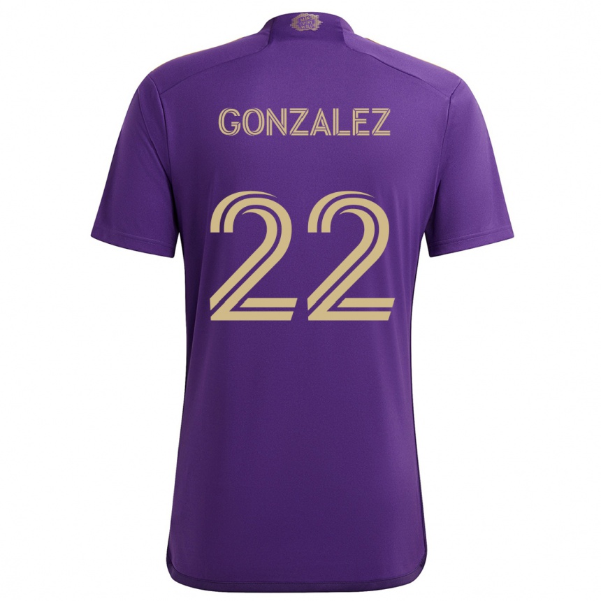 Kids Football Gastón González #22 Purple Yellow Home Jersey 2024/25 T-Shirt