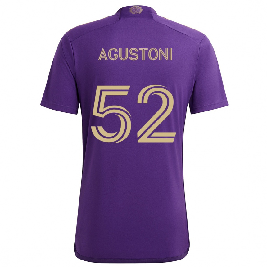 Kids Football Gonzalo Agustoni #52 Purple Yellow Home Jersey 2024/25 T-Shirt