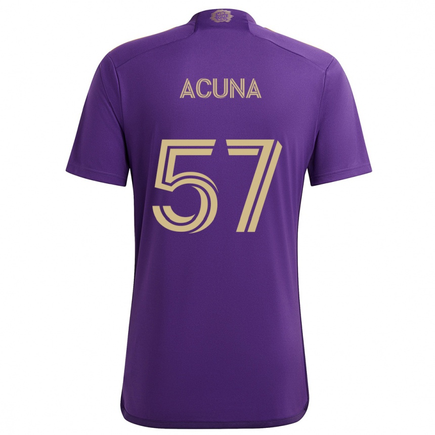 Kids Football Cristofer Acuña #57 Purple Yellow Home Jersey 2024/25 T-Shirt