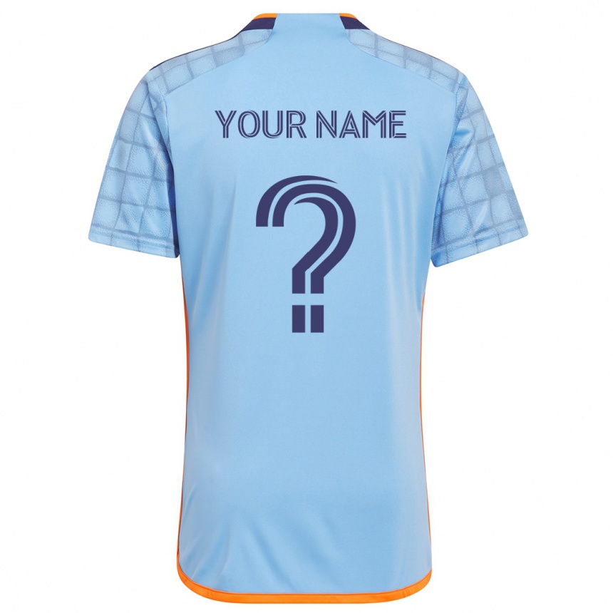 Kids Football Your Name #0 Blue Orange Home Jersey 2024/25 T-Shirt